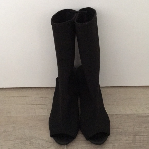 Mid calf open toe/open heel round heel sock boot - Picture 1 of 7